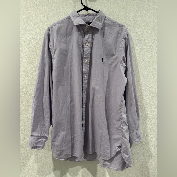 Polo Ralph Lauren Purple White Plaid Button Down Collared Shirt Size 16.5 32-33 - Picture 1 of 16